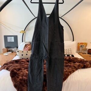 Free People Dark Gray Denim Overalls